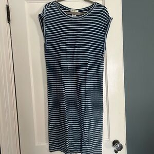 Cloth & Stone Blue and White Striped Midi Dress